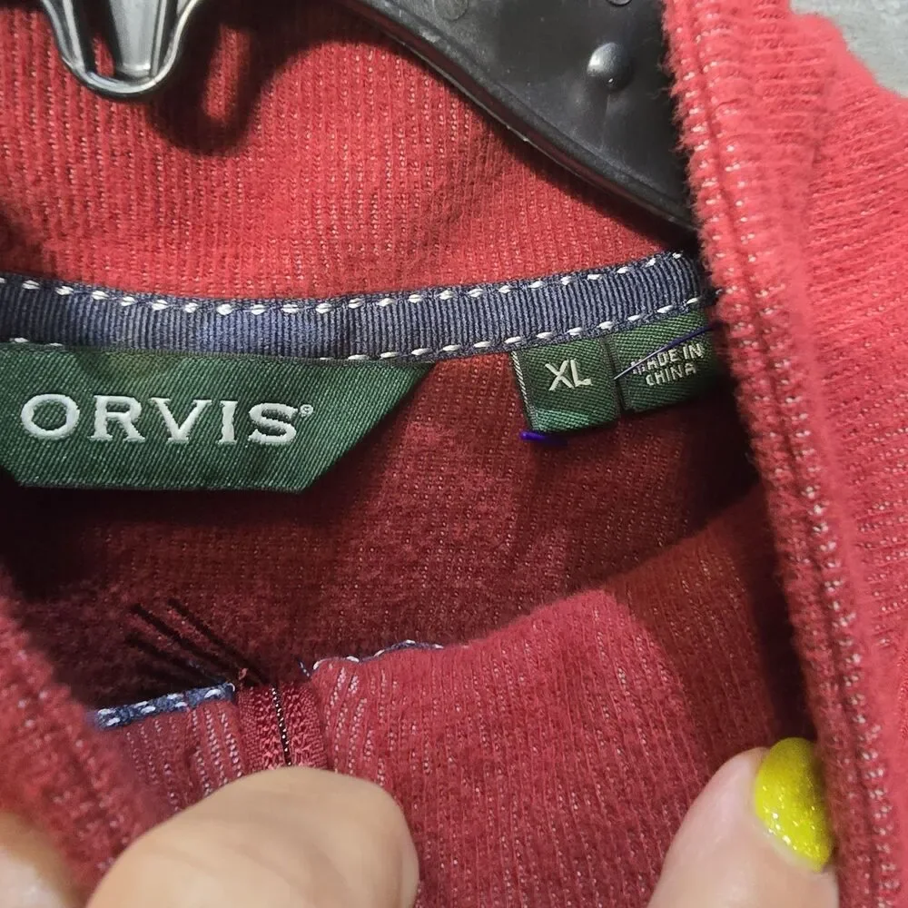 Orvis 1/4 Zip Pullover Sweater Mens XL Red Classic Outdoors Soft